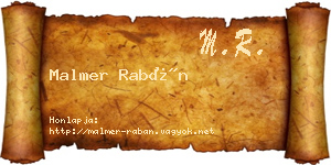 Malmer Rabán névjegykártya